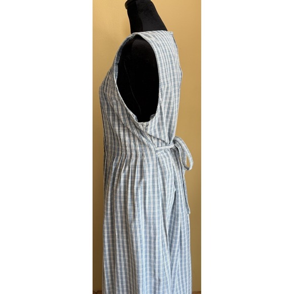 Casual Corner Blue White Plaid Cotton Dress Size 14 Cottagecore - Picture 2 of 11